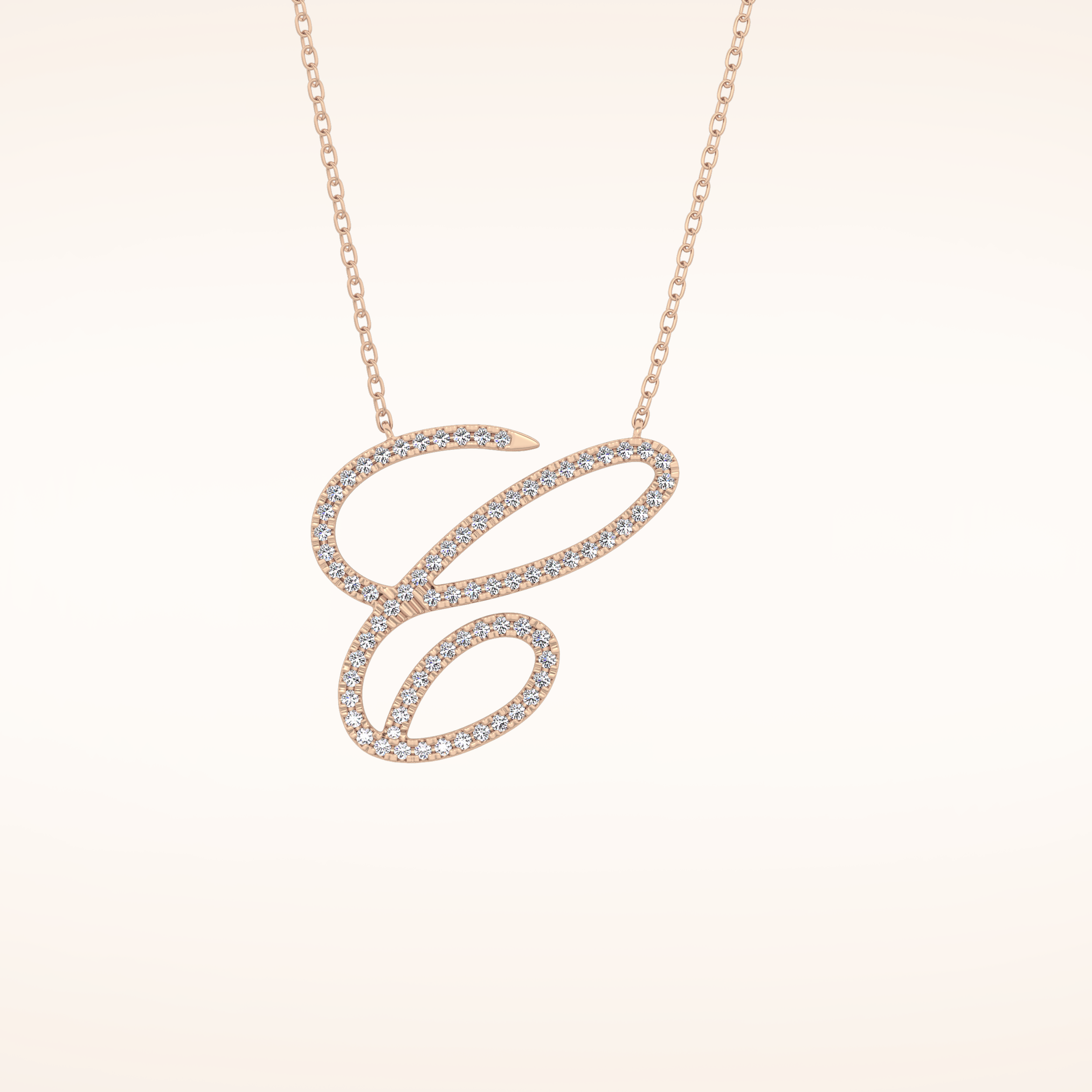 0.144 TCW Round Cut Moissanite E Initial Pendant Necklace