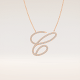 0.144 TCW Round Cut Moissanite E Initial Pendant Necklace