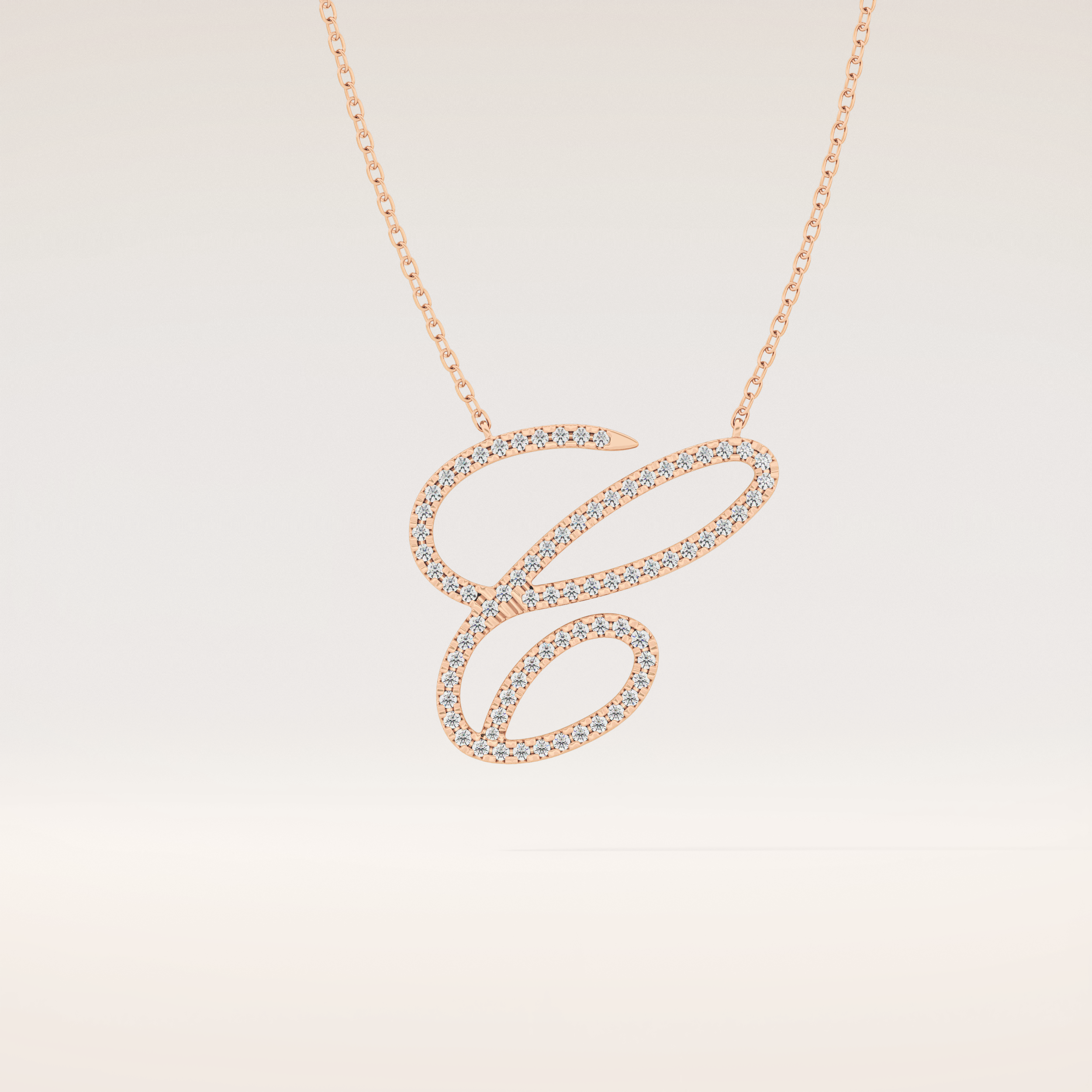 0.144 TCW Round Cut Moissanite E Initial Pendant Necklace