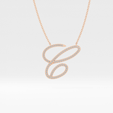 0.144 TCW Round Lab Grown Diamond E Initial Necklace