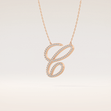 0.144 TCW Round Cut Moissanite E Initial Pendant Necklace