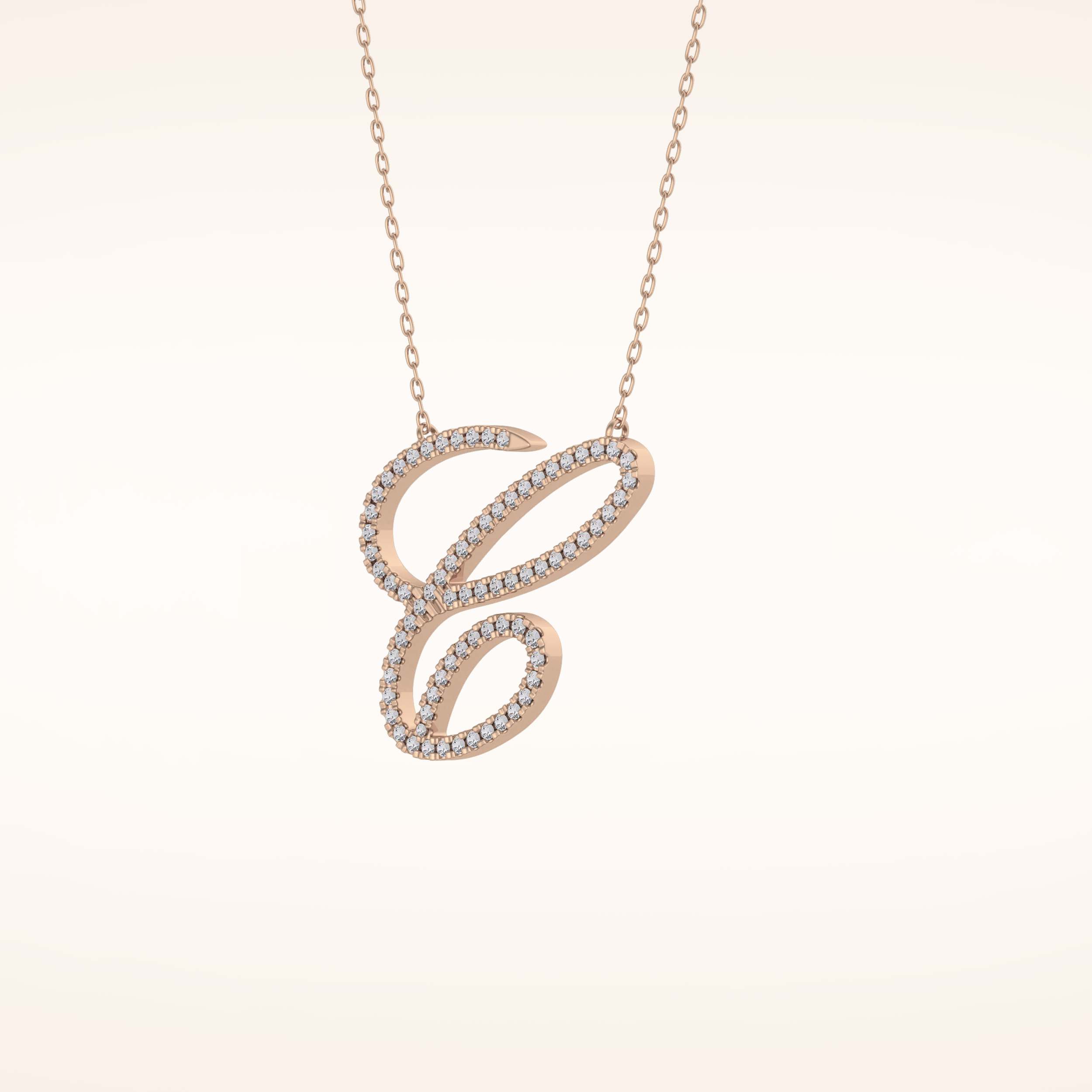 0.144 TCW Round Cut Moissanite E Initial Pendant Necklace