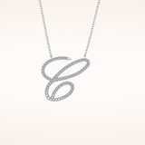 0.144 TCW Round Cut Moissanite E Initial Pendant Necklace