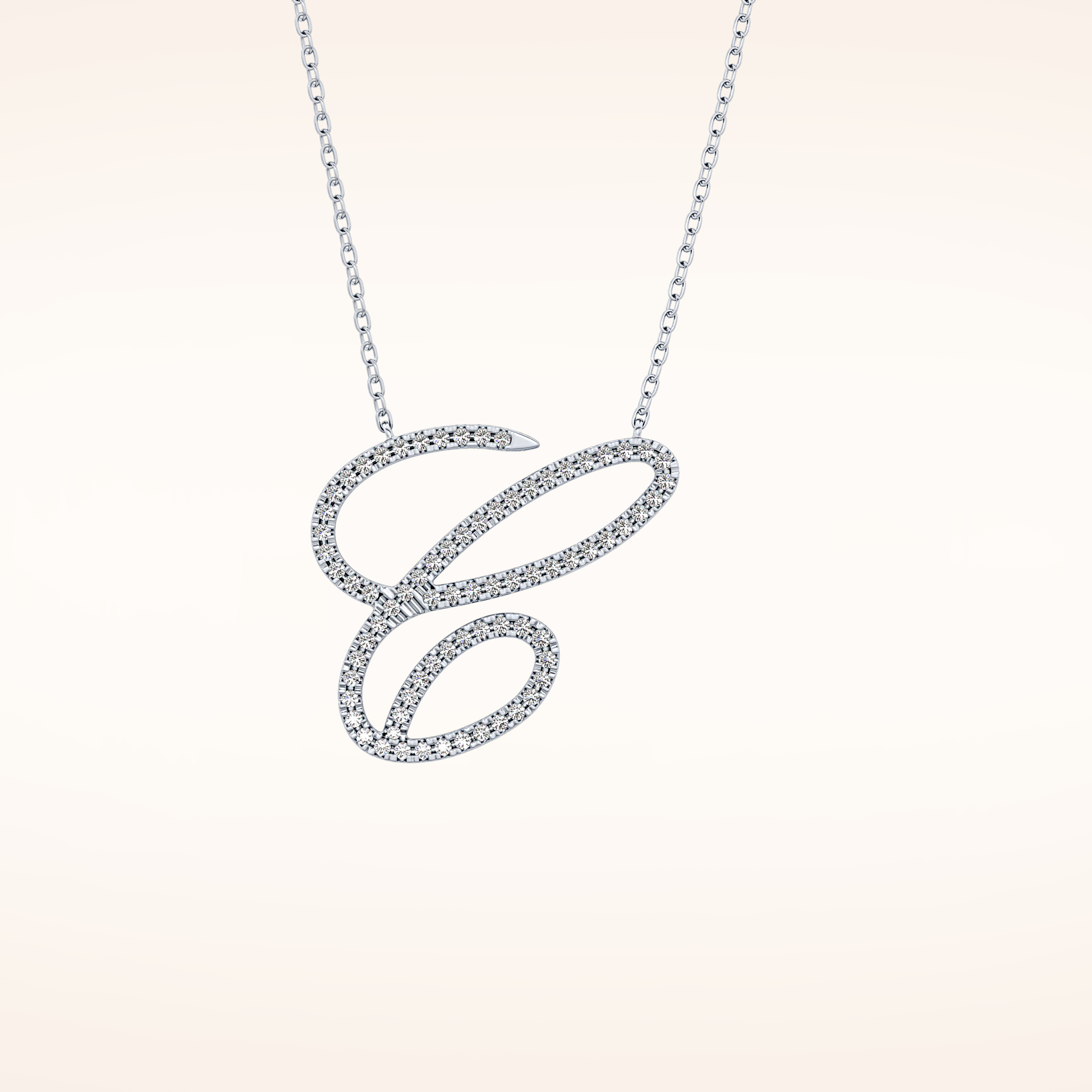 0.144 TCW Round Cut Moissanite E Initial Pendant Necklace