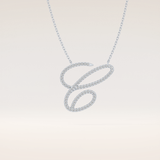 0.144 TCW Round Cut Moissanite E Initial Pendant Necklace