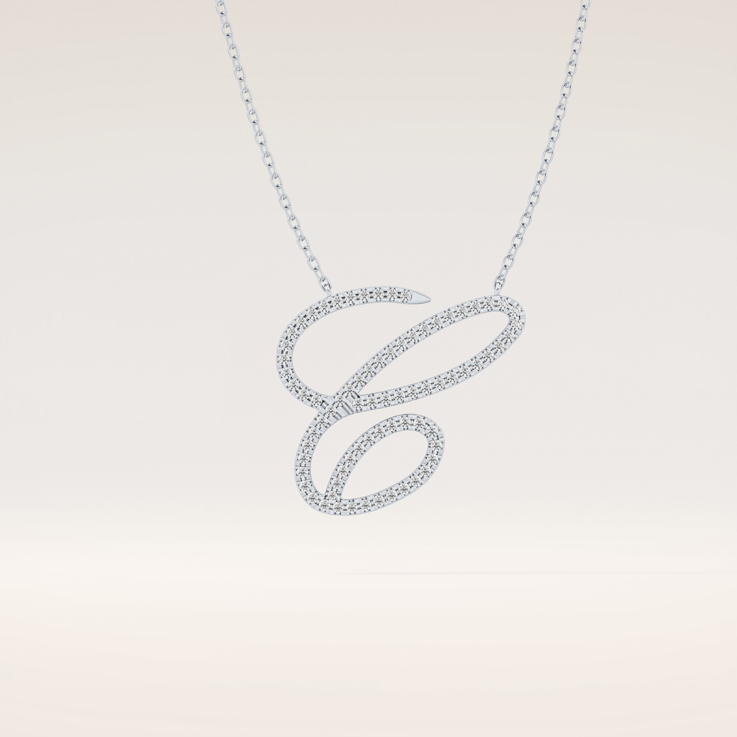 0.144 TCW Round Cut Moissanite E Initial Pendant Necklace