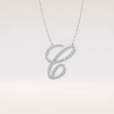 0.144 TCW Round Cut Moissanite E Initial Pendant Necklace