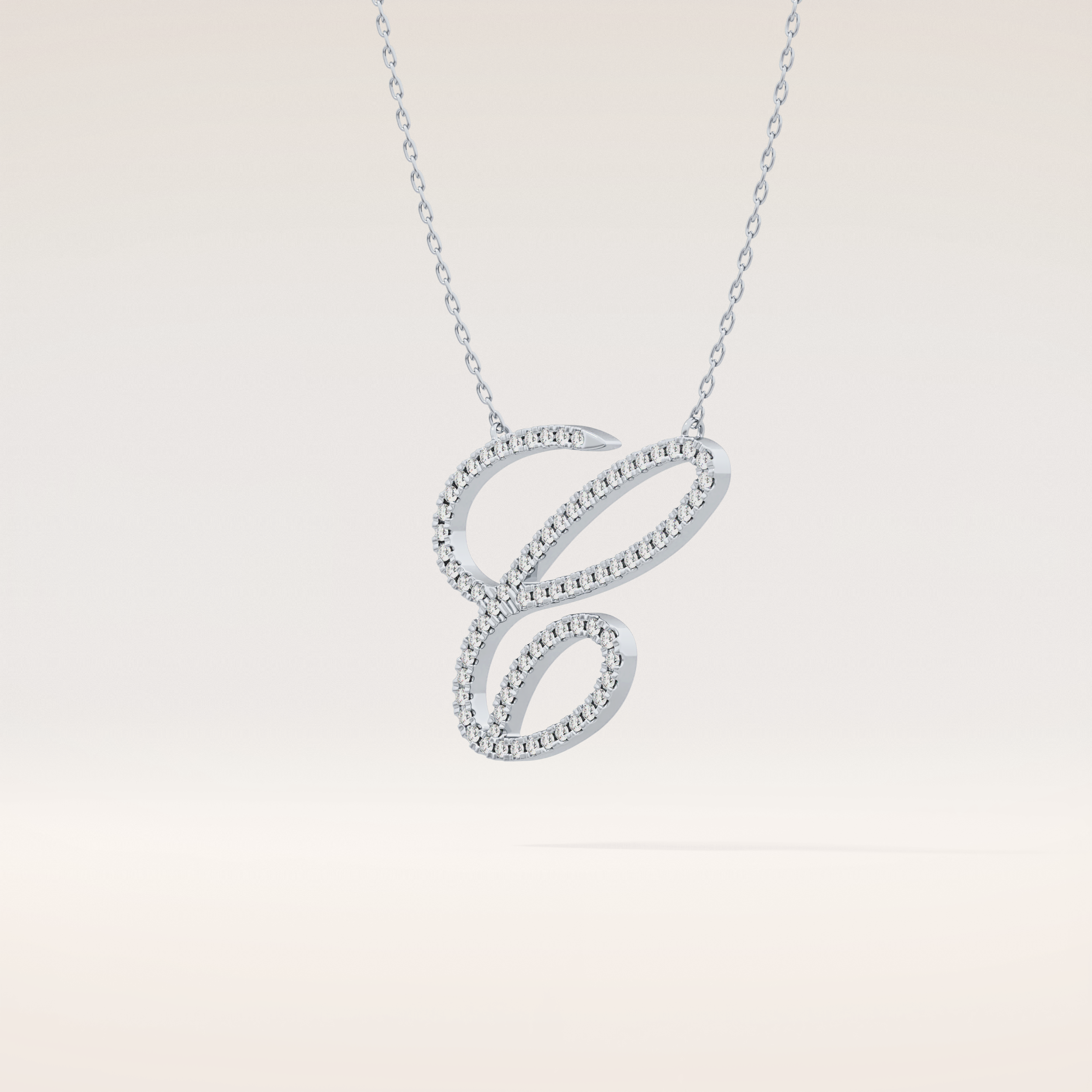 0.144 TCW Round Cut Moissanite E Initial Pendant Necklace