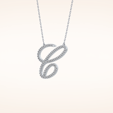 0.144 TCW Round Cut Moissanite E Initial Pendant Necklace