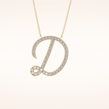 0.435 TCW Round Cut Moissanite D Initial Pendant Necklace