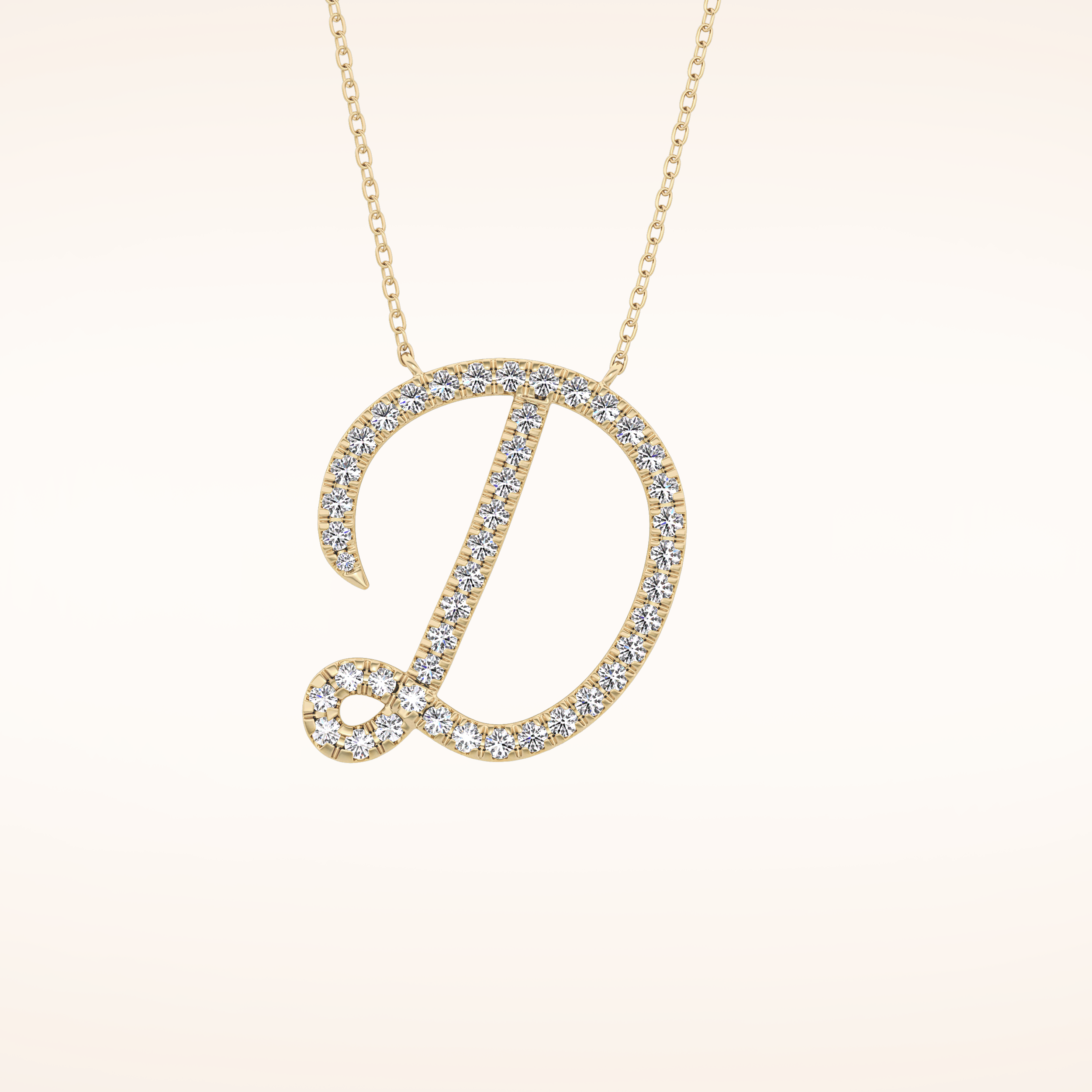 0.435 TCW Round Cut Moissanite D Initial Pendant Necklace