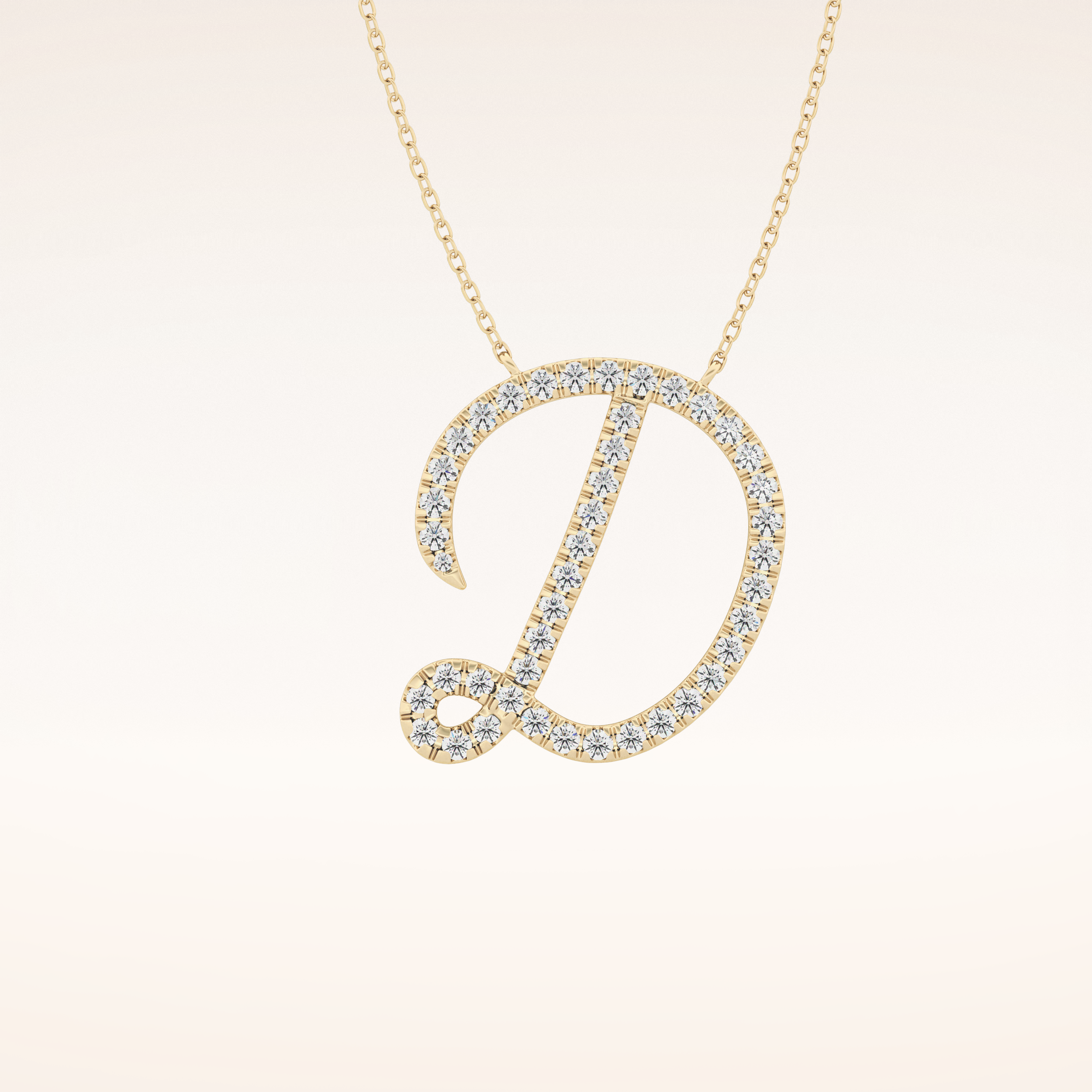 0.435 TCW Round Cut Moissanite D Initial Pendant Necklace