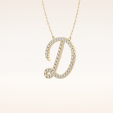 0.435 TCW Round Cut Moissanite D Initial Pendant Necklace