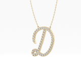 0.435 TCW Round Lab Grown Diamond D Initial Necklace