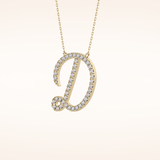 0.435 TCW Round Cut Moissanite D Initial Pendant Necklace