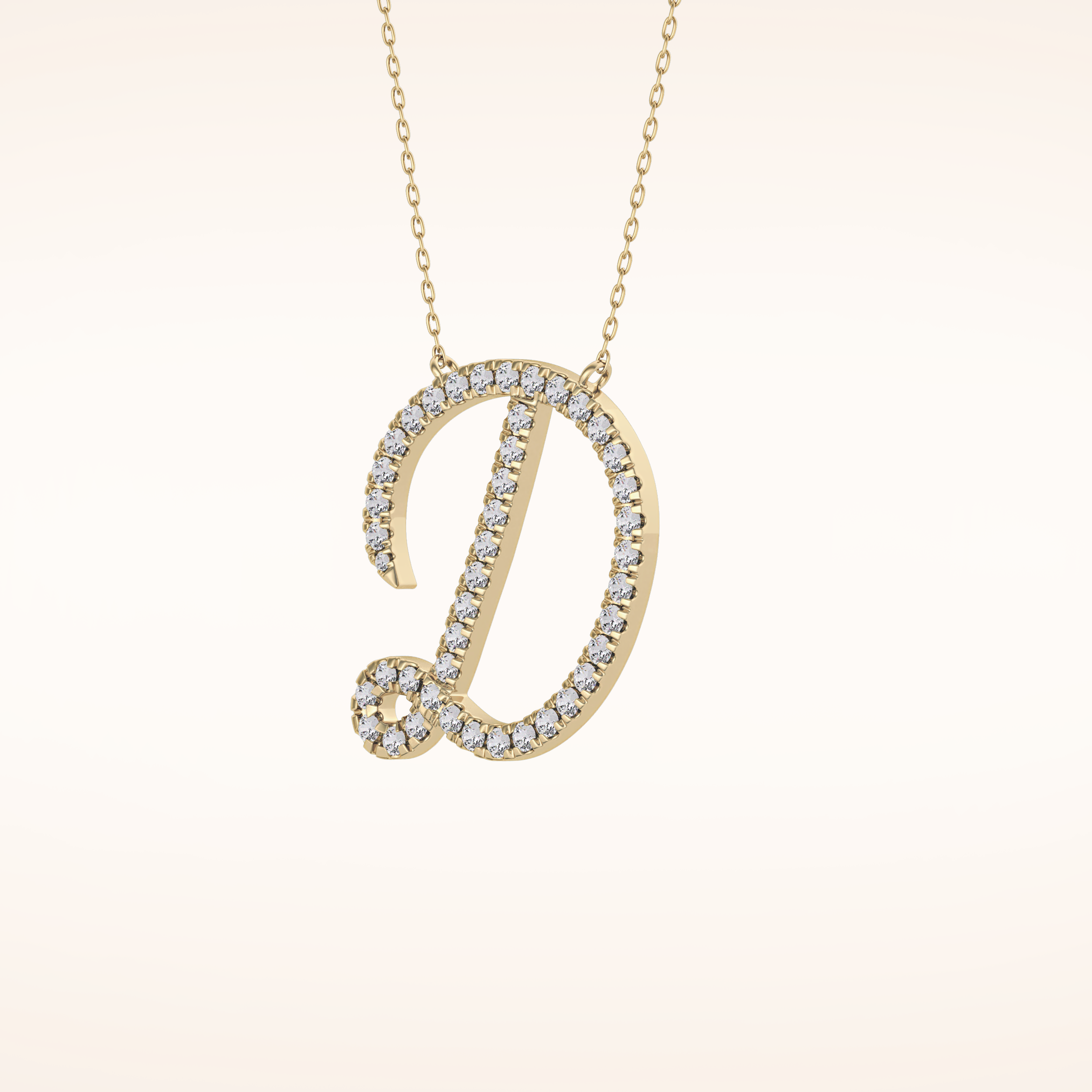 0.435 TCW Round Cut Moissanite D Initial Pendant Necklace