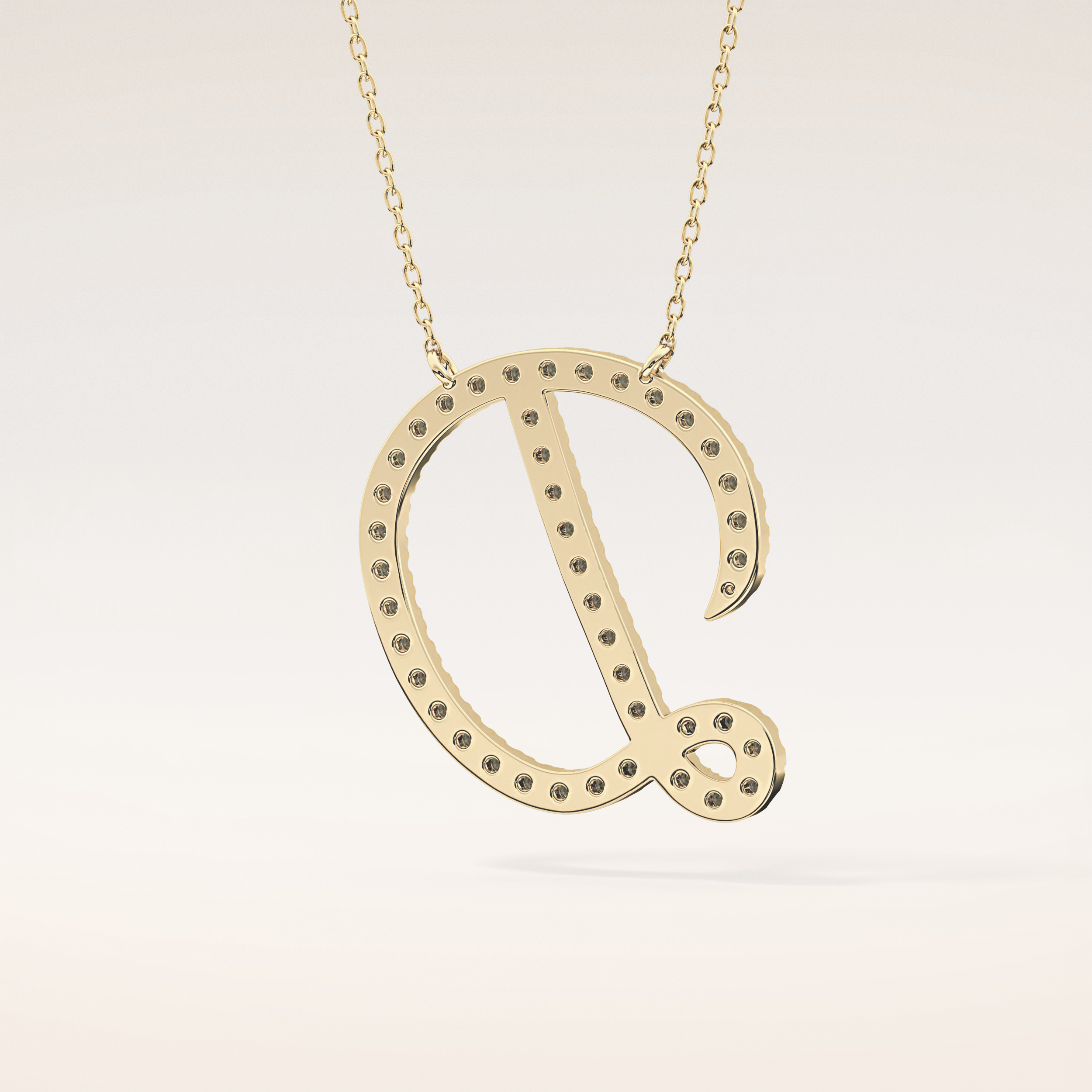 0.435 TCW Round Cut Moissanite D Initial Pendant Necklace