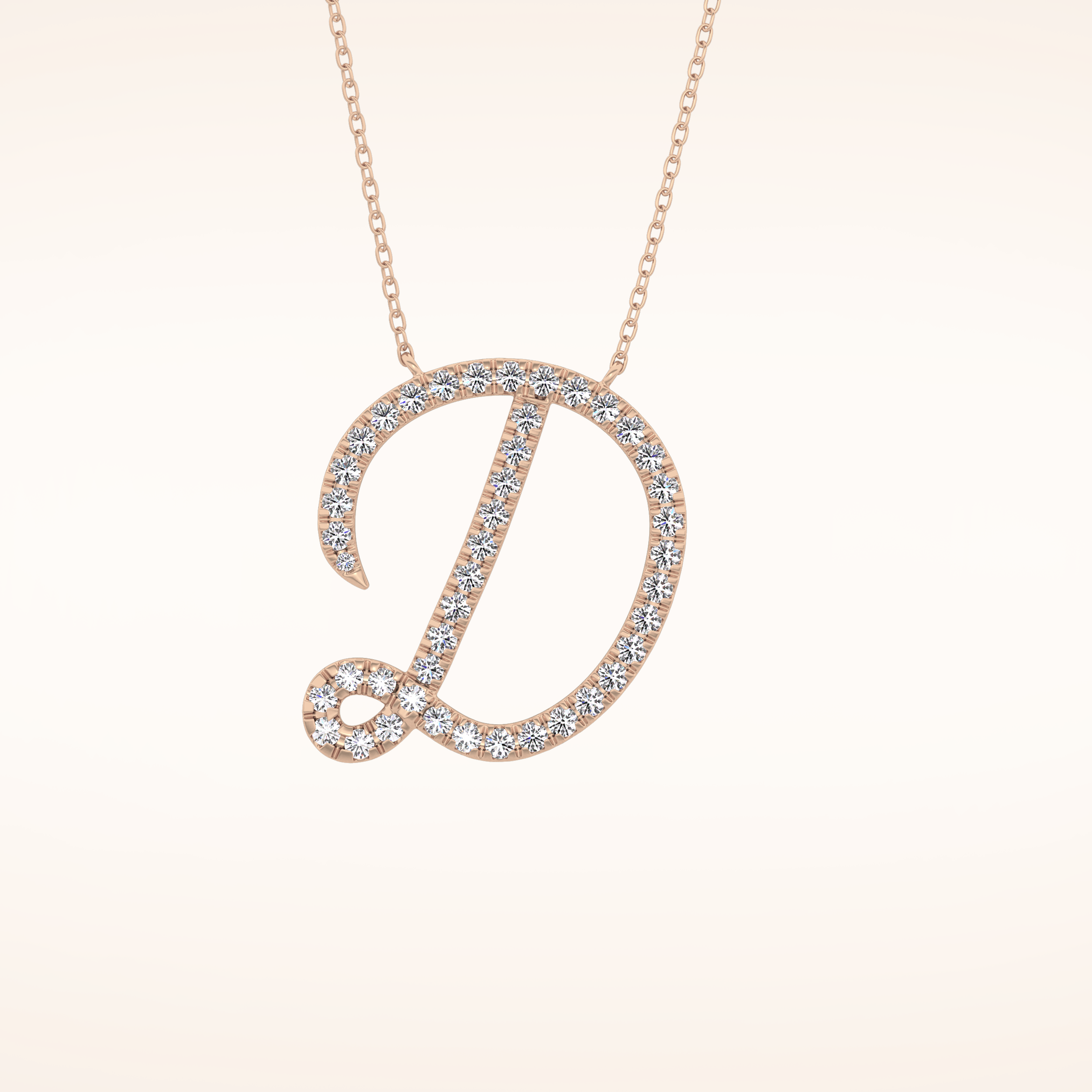 0.435 TCW Round Cut Moissanite D Initial Pendant Necklace
