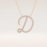 0.435 TCW Round Cut Moissanite D Initial Pendant Necklace