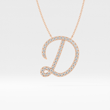 0.435 TCW Round Lab Grown Diamond D Initial Necklace
