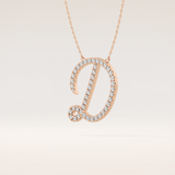 0.435 TCW Round Cut Moissanite D Initial Pendant Necklace