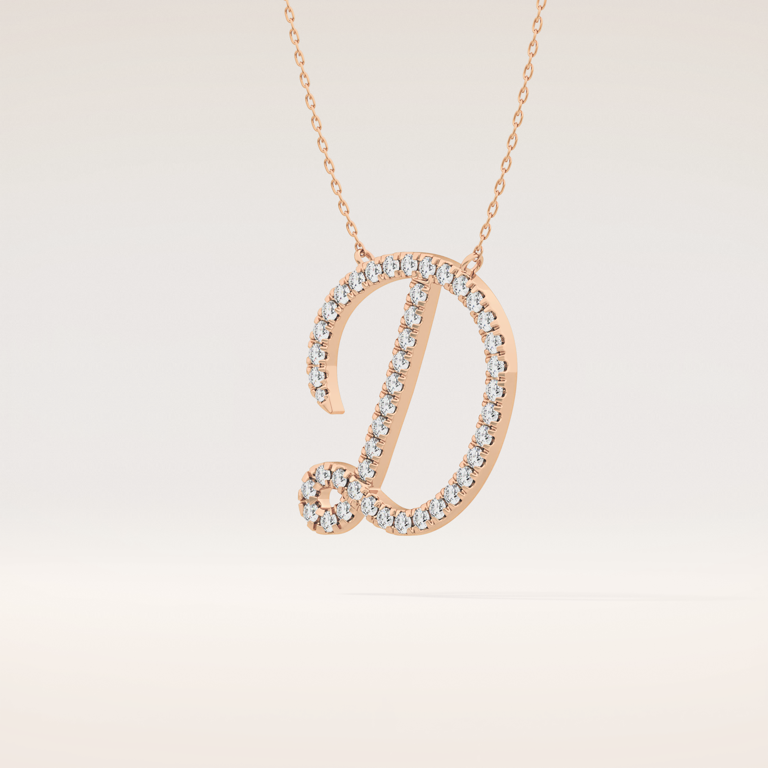 0.435 TCW Round Cut Moissanite D Initial Pendant Necklace