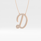 0.435 TCW Round Lab Grown Diamond D Initial Necklace