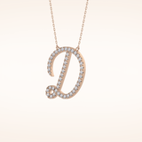 0.435 TCW Round Cut Moissanite D Initial Pendant Necklace