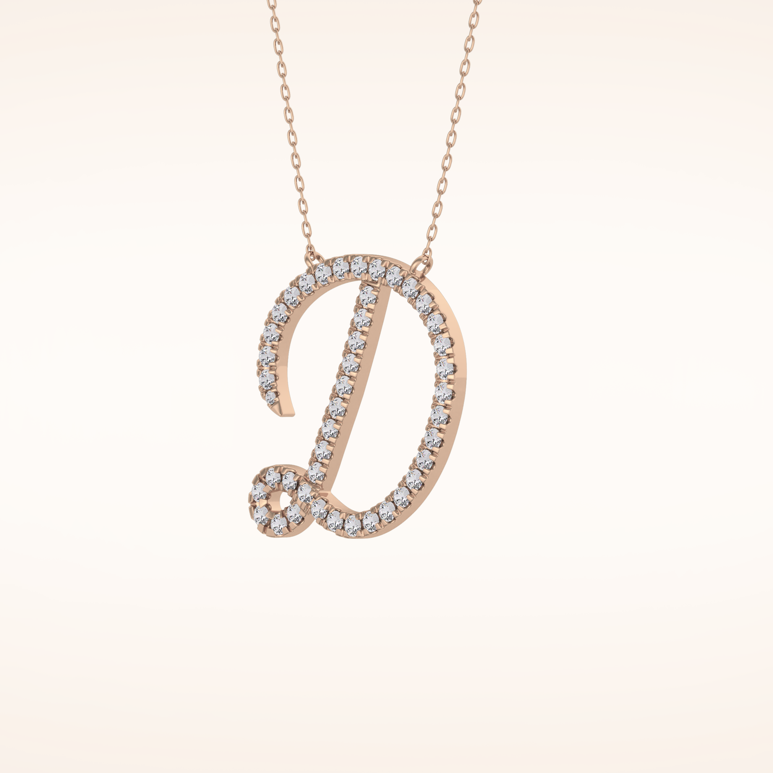 0.435 TCW Round Cut Moissanite D Initial Pendant Necklace