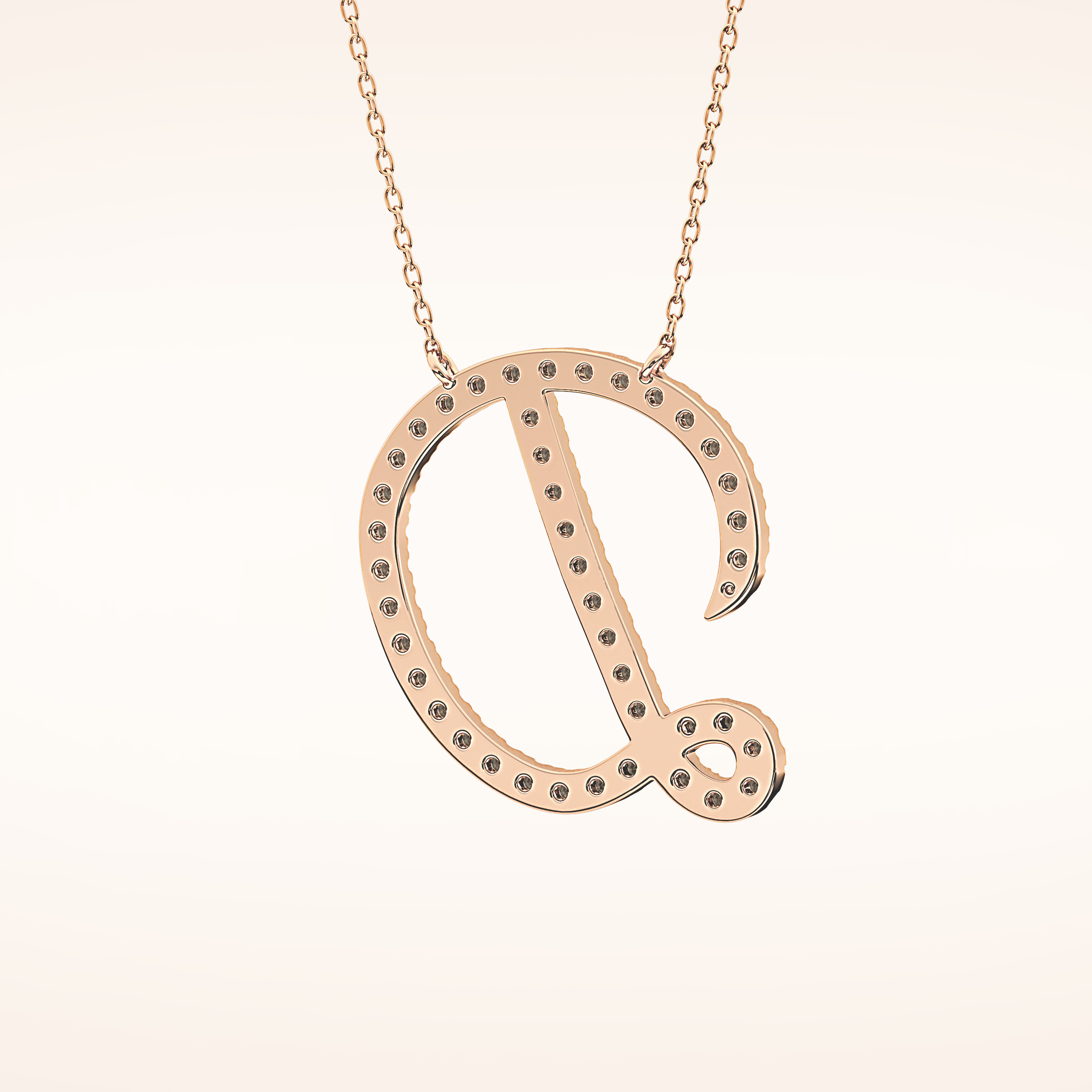 0.435 TCW Round Cut Moissanite D Initial Pendant Necklace