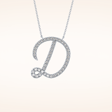 0.435 TCW Round Cut Moissanite D Initial Pendant Necklace