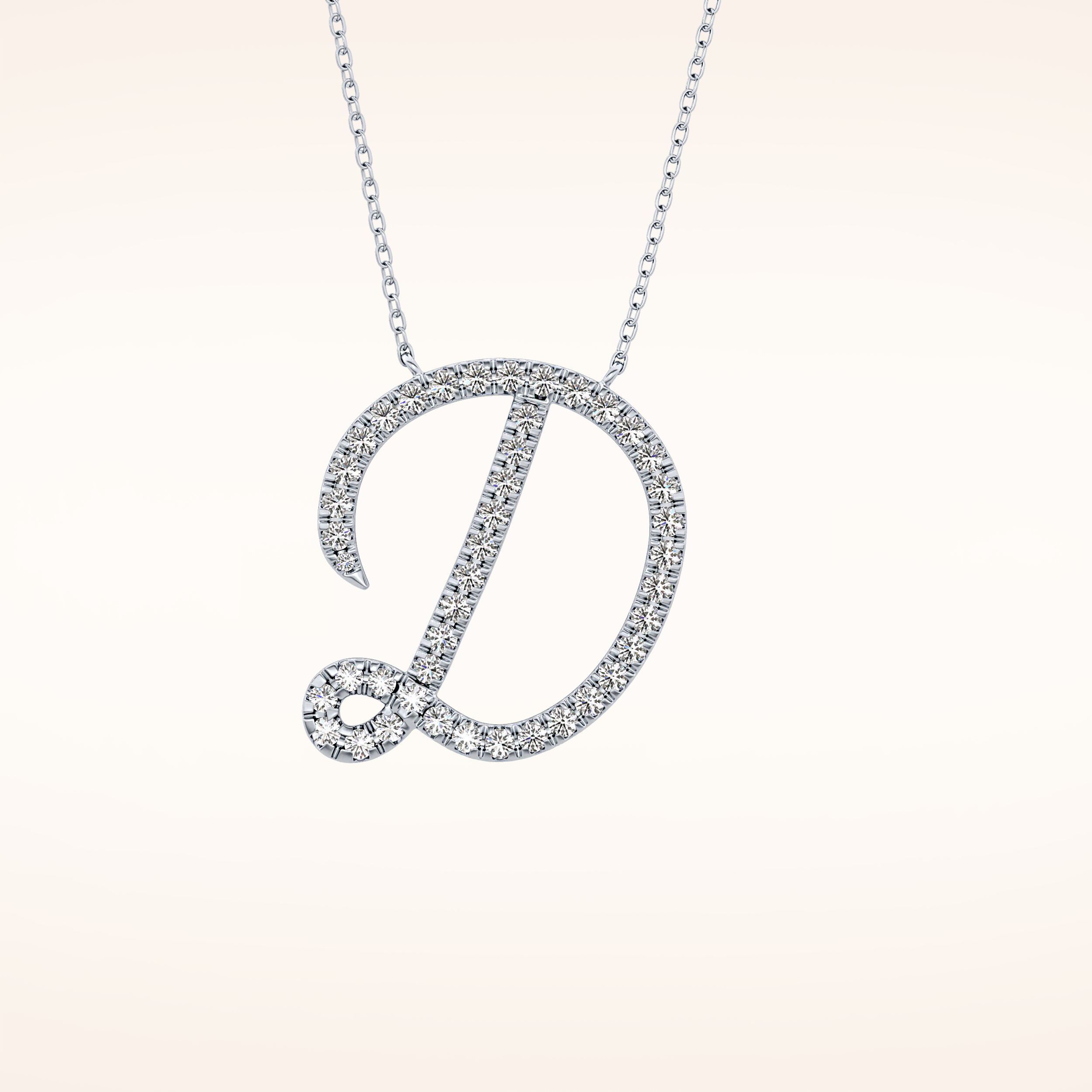 0.435 TCW Round Cut Moissanite D Initial Pendant Necklace