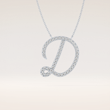 0.435 TCW Round Cut Moissanite D Initial Pendant Necklace