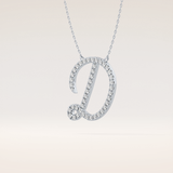 0.435 TCW Round Cut Moissanite D Initial Pendant Necklace