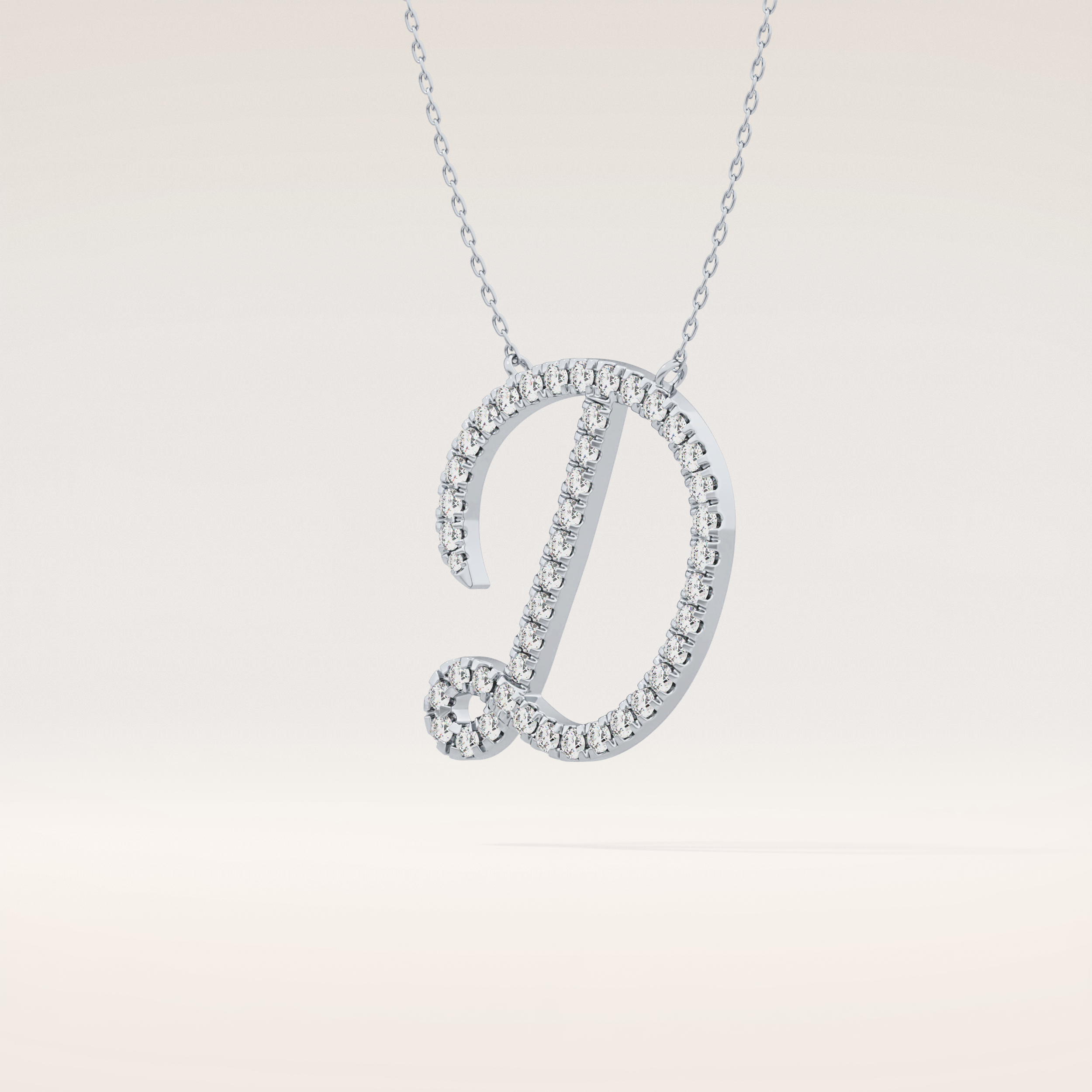 0.435 TCW Round Cut Moissanite D Initial Pendant Necklace