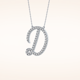 0.435 TCW Round Cut Moissanite D Initial Pendant Necklace