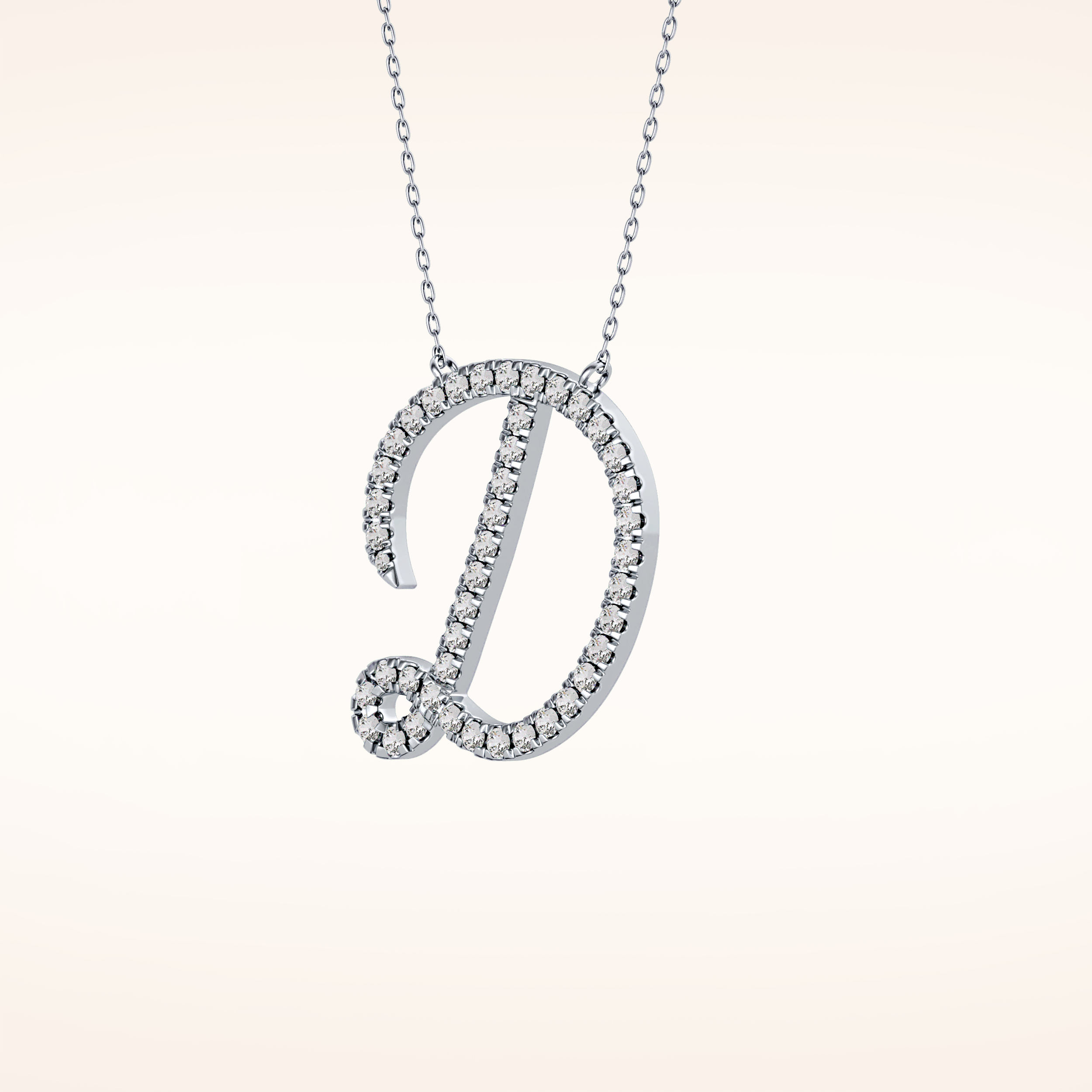 0.435 TCW Round Cut Moissanite D Initial Pendant Necklace