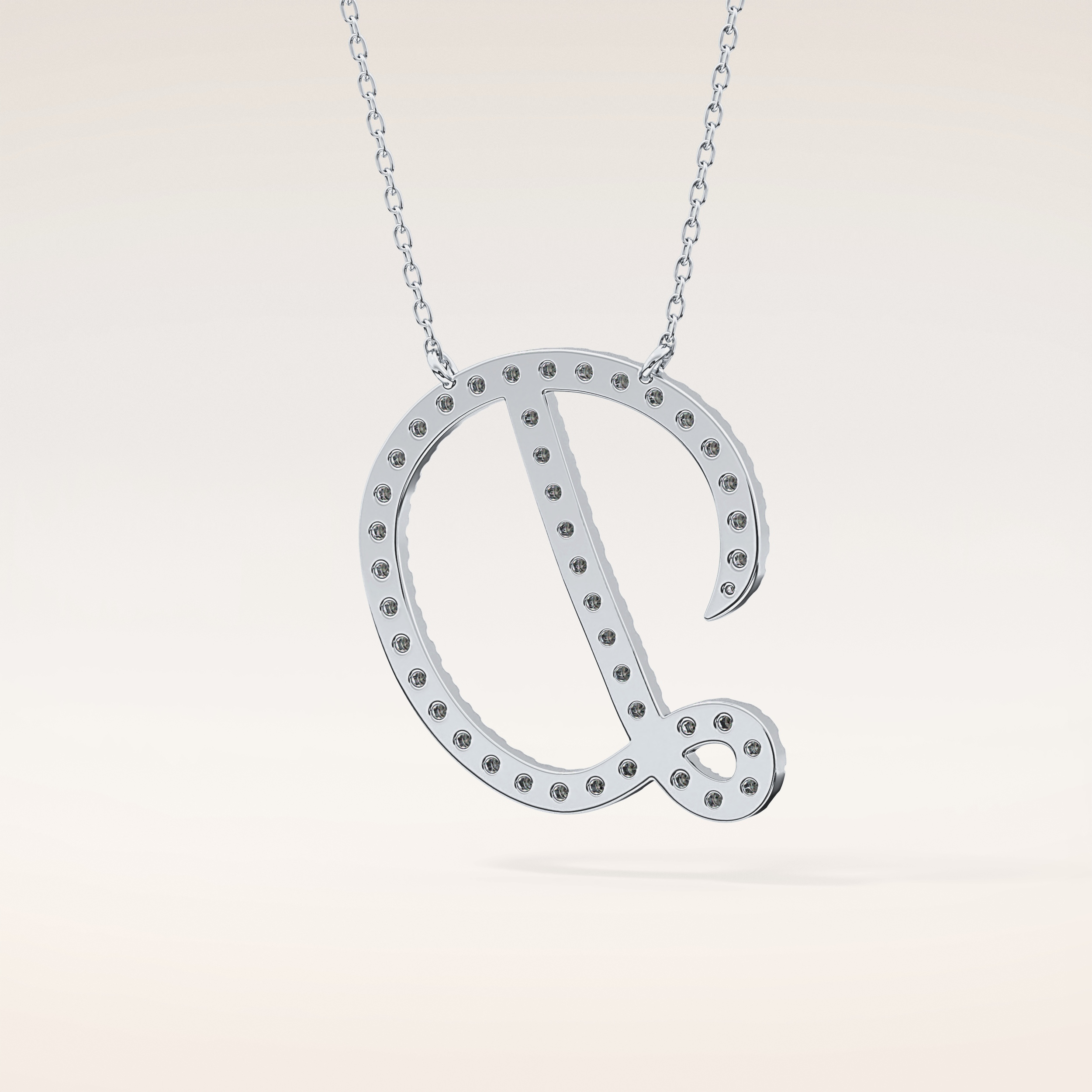 0.435 TCW Round Cut Moissanite D Initial Pendant Necklace