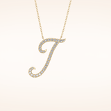 0.189 TCW Round Cut Moissanite J Initial Pendant Necklace