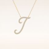 0.189 TCW Round Cut Moissanite J Initial Pendant Necklace