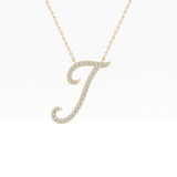 0.189 TCW Round Lab Grown Diamond J Initial Necklace