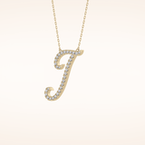 0.189 TCW Round Cut Moissanite J Initial Pendant Necklace
