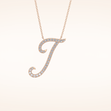 0.189 TCW Round Cut Moissanite J Initial Pendant Necklace