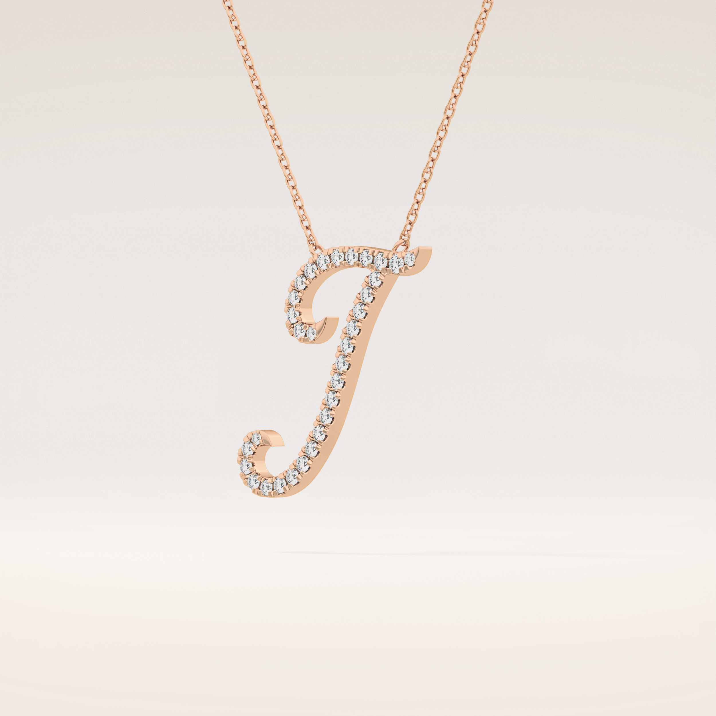 0.189 TCW Round Cut Moissanite J Initial Pendant Necklace