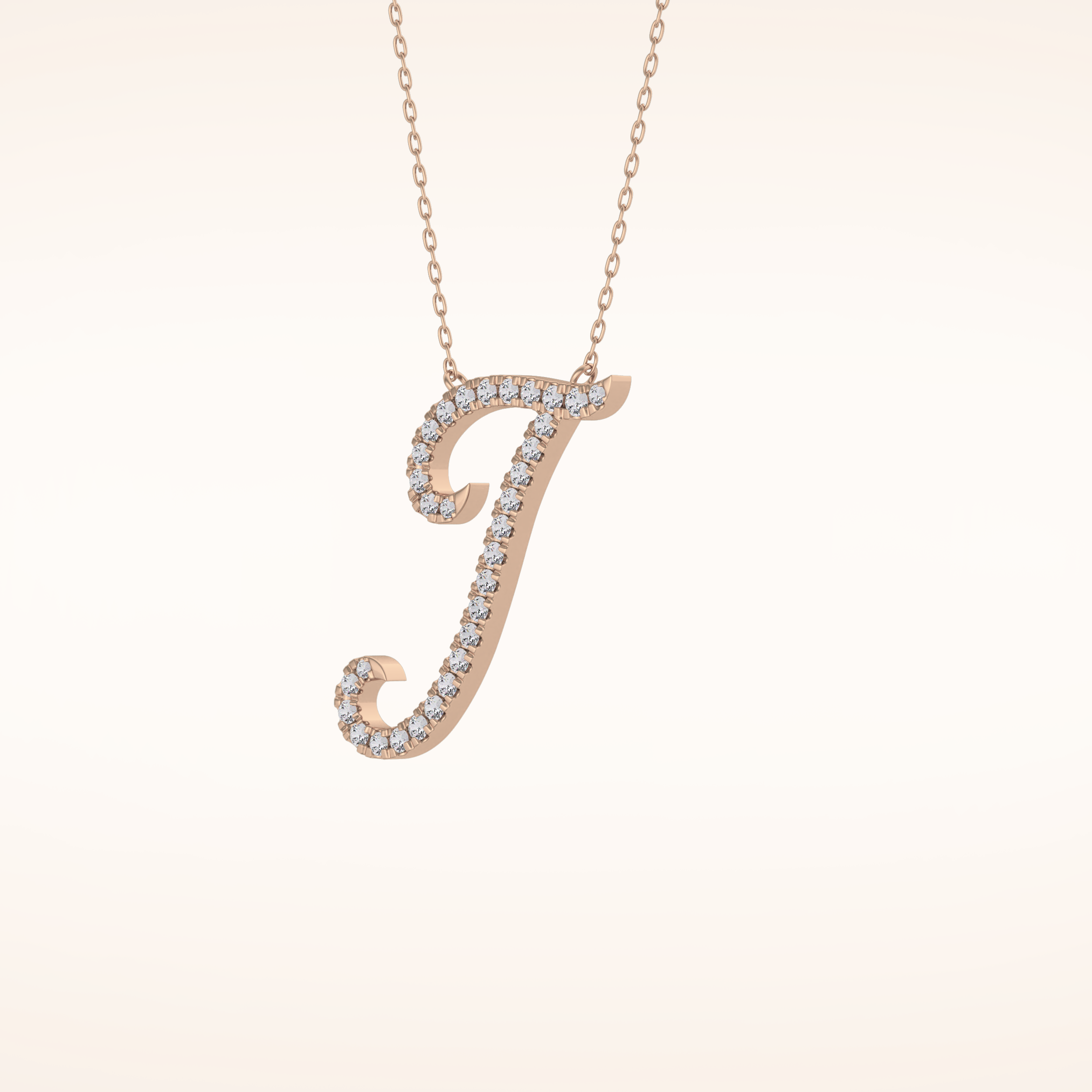 0.189 TCW Round Cut Moissanite J Initial Pendant Necklace