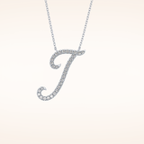 0.189 TCW Round Cut Moissanite J Initial Pendant Necklace