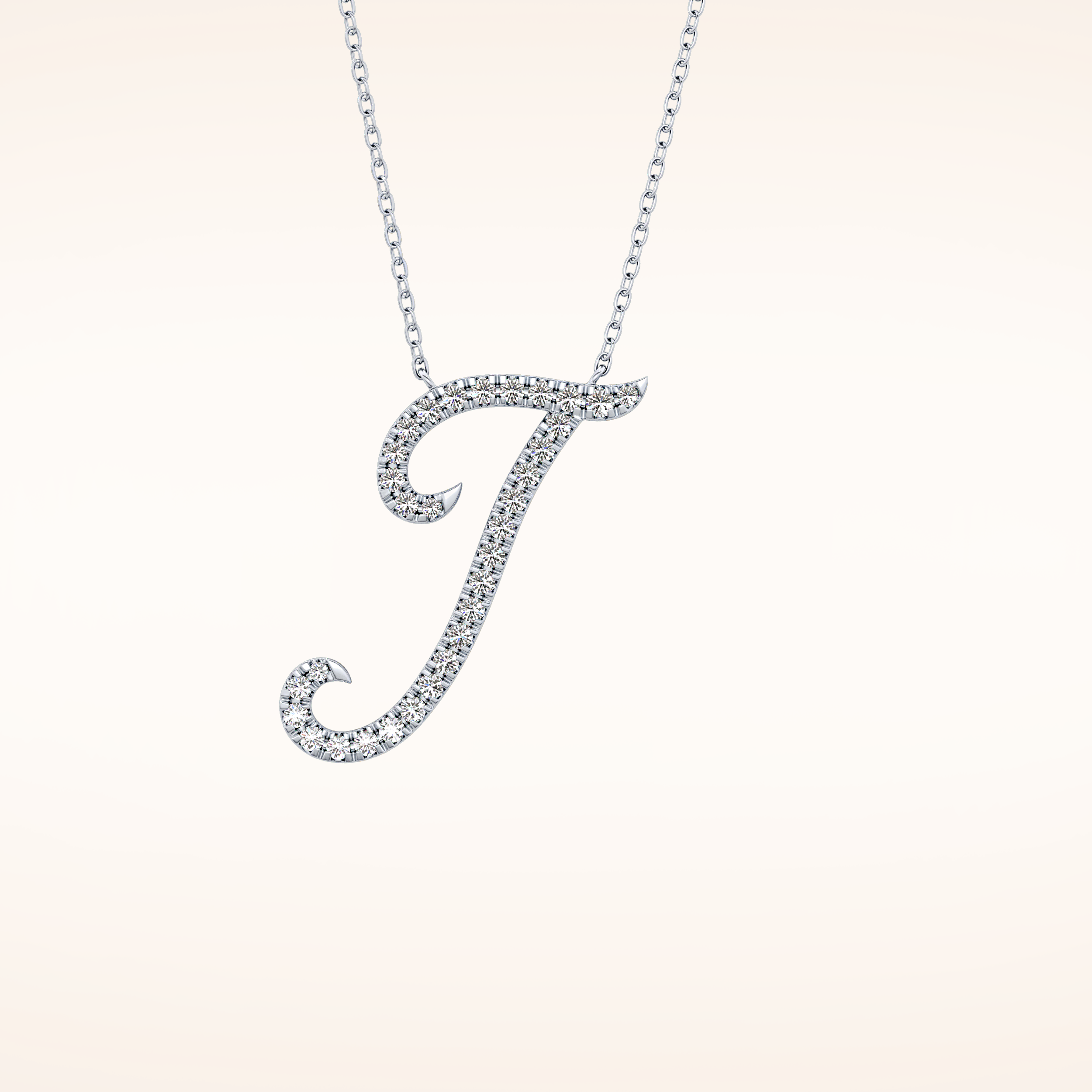 0.189 TCW Round Cut Moissanite J Initial Pendant Necklace