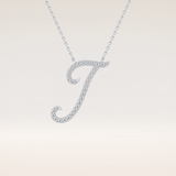 0.189 TCW Round Cut Moissanite J Initial Pendant Necklace