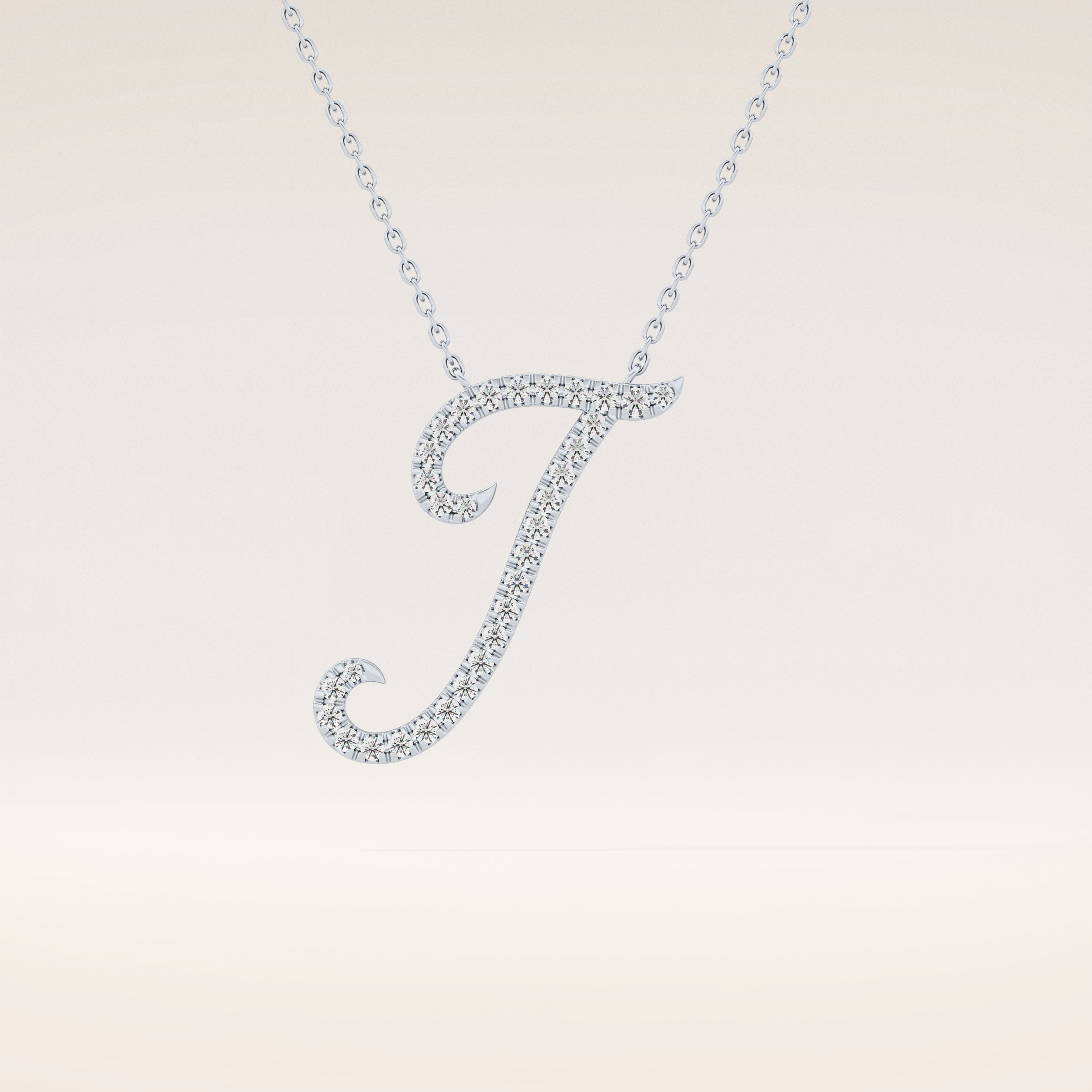 0.189 TCW Round Cut Moissanite J Initial Pendant Necklace