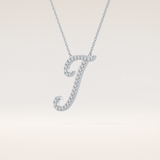 0.189 TCW Round Cut Moissanite J Initial Pendant Necklace